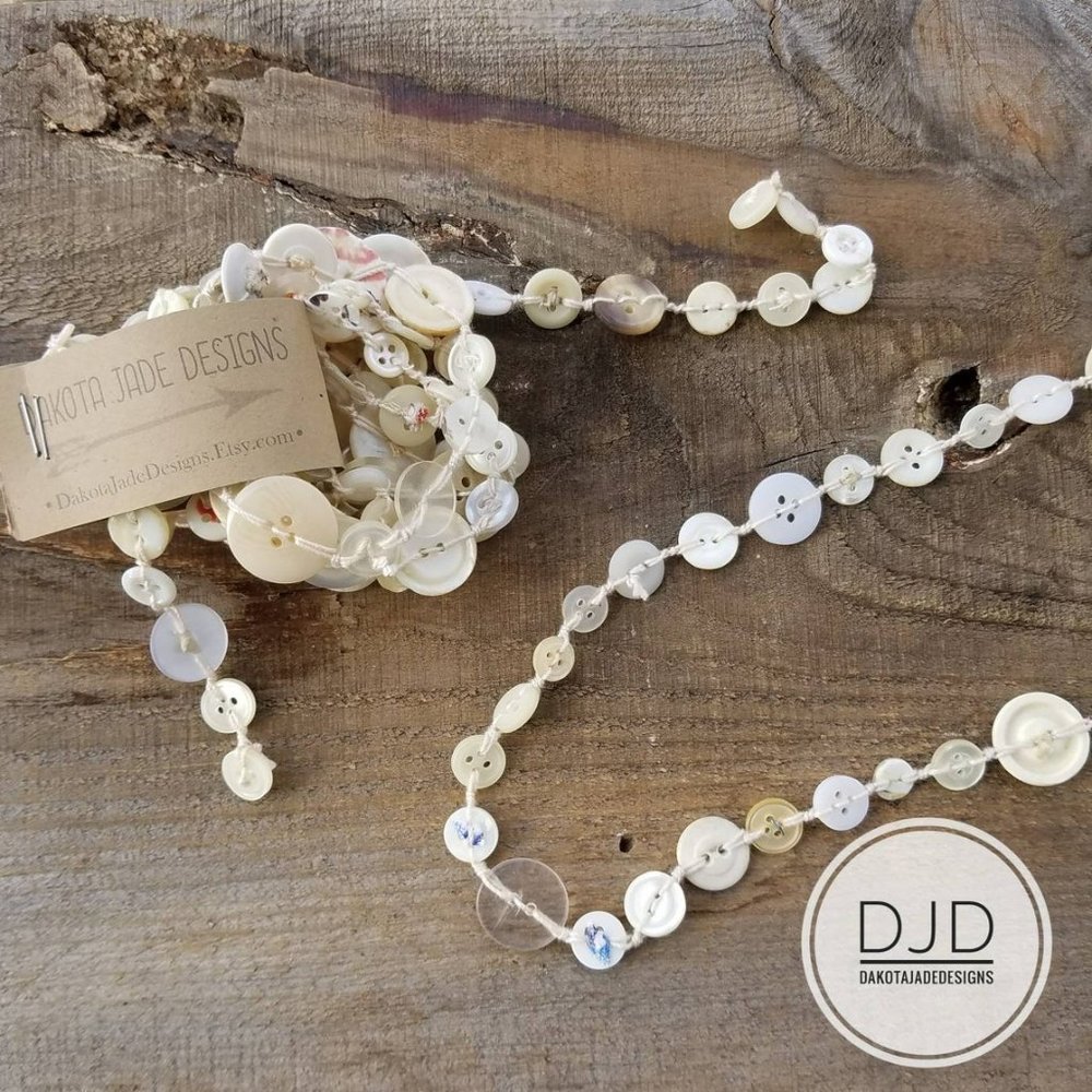 9 FT Button Garland, Farmhouse Primitive Garland, Country Garland, Prim
